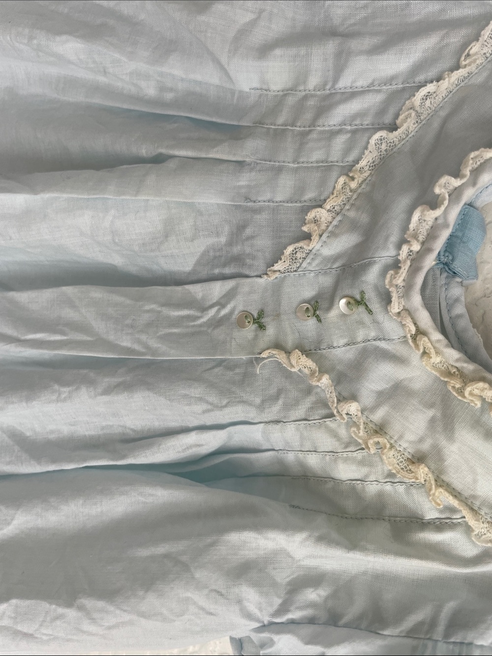 Vintage NANETTE ORIGINALS Babe Frock Puff Sleeve, Light Blue w/Pintuck Front - Picture 9 of 14